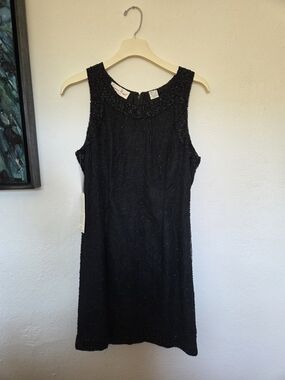 Vintage Laurence Kazar Beaded Black Sleeveless Cocktail Dress